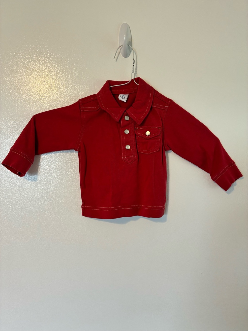 Baby GAP Toddler Red Long-Sleeve Polo with Chest Pocket